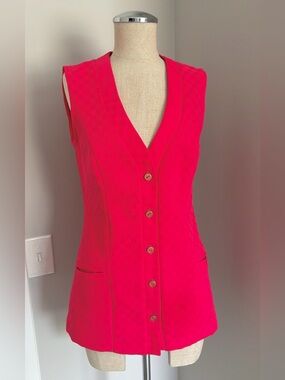 1960s ~ 70s Frank Lee of California Women’s S Pink V-Neck Button Front Vest